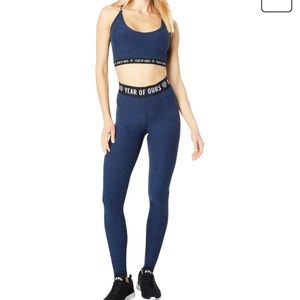 Year of Ours Stretch Skater Leggings & Bralette - Heathered Navy